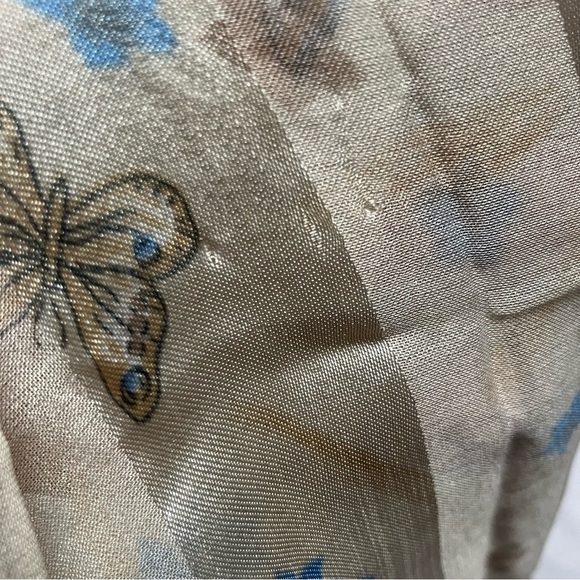 Vintage Blue And Brown Butterfly And Dragonfly Scarf Bandanna Kerchief. - Picture 5 of 5